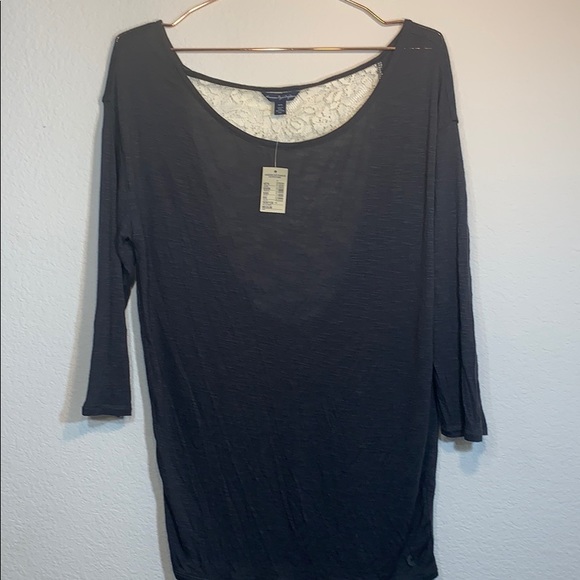 American Eagle Outfitters Tops - American Eagle gray with lace back top